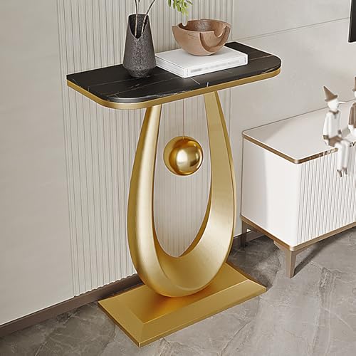 Leaceuv Mesa de Consola,Mueble Recibidor de Entrada,Mesa Auxiliar,Marco de Metal,Aparador Estrecho de Entrada,Mesas Exposición,para Salón Pasillo Sala de Estar,Fácil Montaje(Gold4,40cm/15.7in)