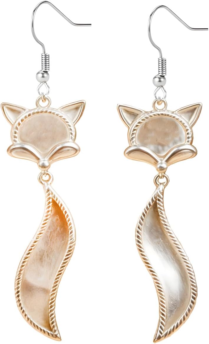 Fox Earrings for Women Silver Lightweight Fox Drop Earrings - Image 3