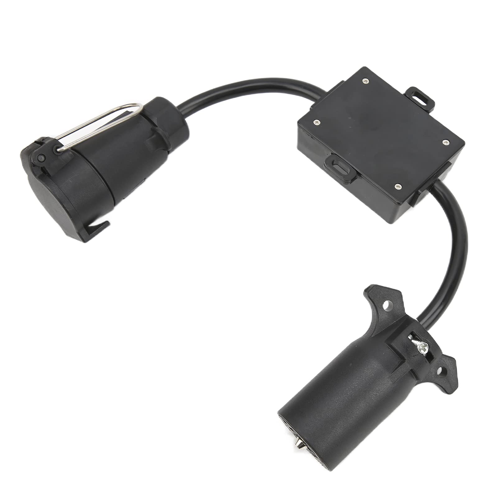 Adapter złącza przyczepy, 7-stykowe złącze płaskie na 7-stykową okrągłą wtyczkę, konwersja z USA na europejską dla przyczep kempingowych, łodzi i bagażników rowerowych