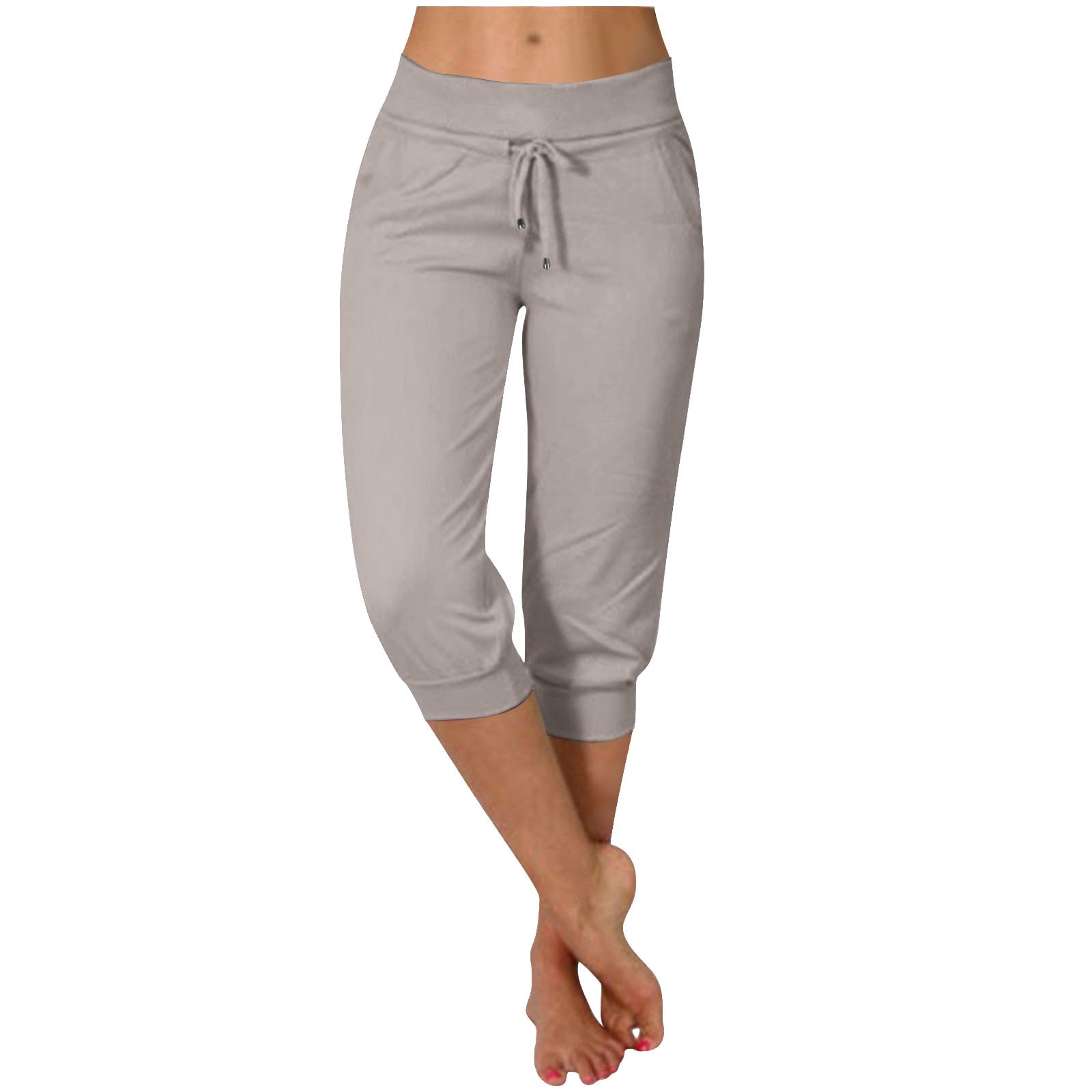 TANGNADE Capri Pants for Women Lightweight Capris Sweatpants Summer Casual Athletic Cropped Joggers with Pockets Gym Clothes — view 10