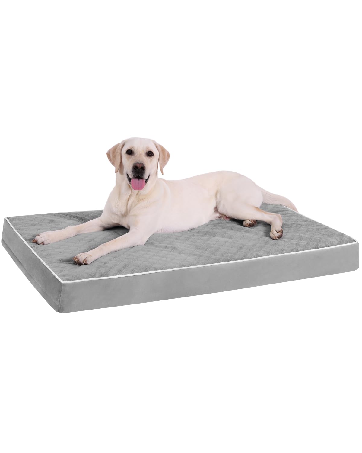 KSIIA Orthopedic Dog Bed Extra Large Dog Bed with Removable Machine Washable Cover Waterproof Crate Pad with Egg Crate Foam and Non-Slip Bottom, 47x29 Inch, Light Gray