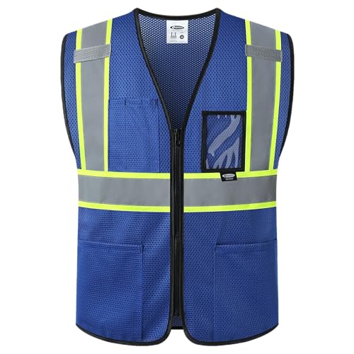 Image of JKSafety Safety Vest for men women Hi Vis Vest with Pockets and Zipper High Visibility Meet ANSI Standard(BX310