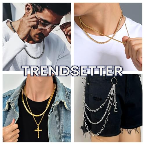 Suplight Cuban Link Chain for Men Women, Stainless Steel/Black/18K Gold Plated Figaro Chain Necklace 4mm/6mm/9mm Wide Cuban Chain Necklace, Hip Hop Jewelry 18"-30"4