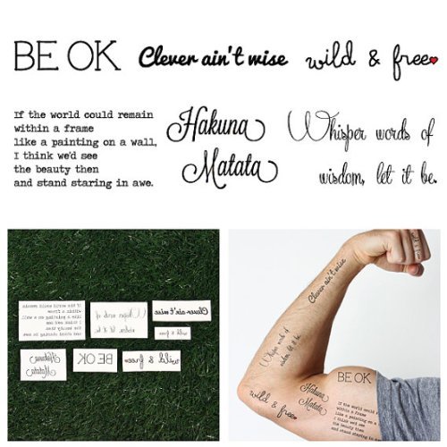 Tattify Assorted Typography Temporary Tattoos - Wise Words (Set of 12)