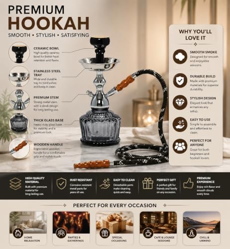 Generic Black Glass Hookah Set Pack of 1 - Image 4