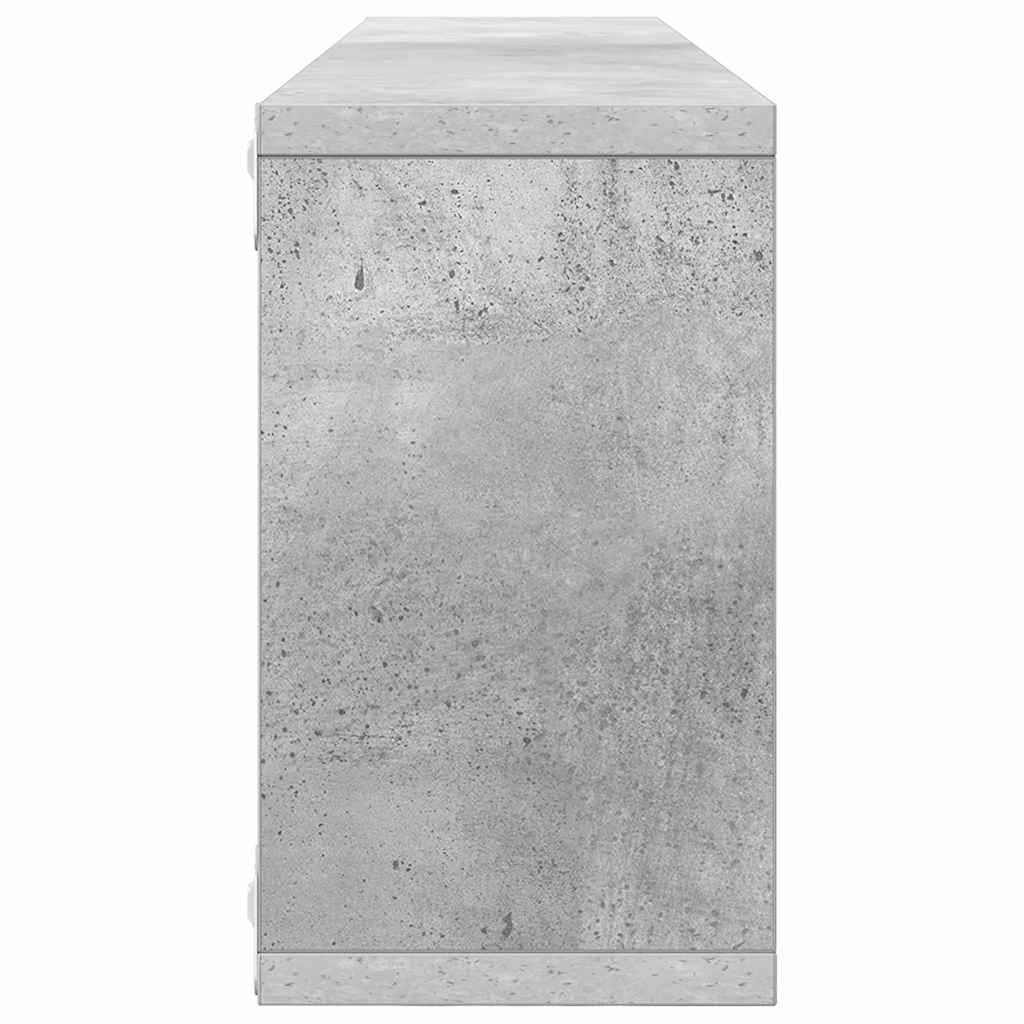 Générique Wandwürfel, 2 Stück, grau, Beton, Holz, Würfel-Design für Bücher, CDs, Blumen, separate oder gemeinsame Montage, einfache und elegante Wanddekoration