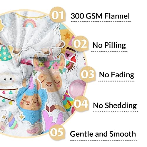 Blanket for Girl Women - 60x80 Inches Cute Llama Throw Gifts - Colorful Soft Fuzzy Blankets for Bed, Couch & Living Room