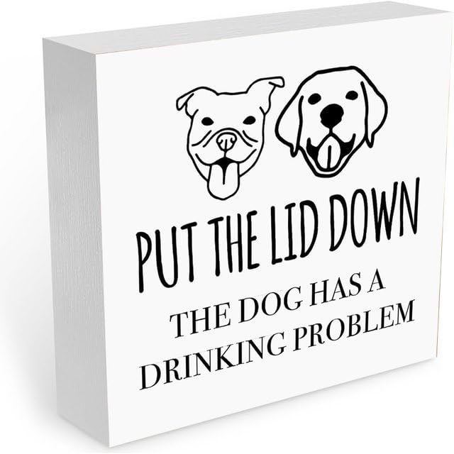 Funny Bathroom Wood Sign | "Welcome To The Bathroom, A Dog Will Be With You" Dog Lover Decor