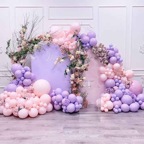 Image of Pink Purple Balloons Set, 60PCS Purple Pink Confetti Balloons, 12Inch Metallic Purple Pink Latex Balloons for Helium Macaron Party Balloons for Girls Birthday Baby Shower Wedding Party Decoration