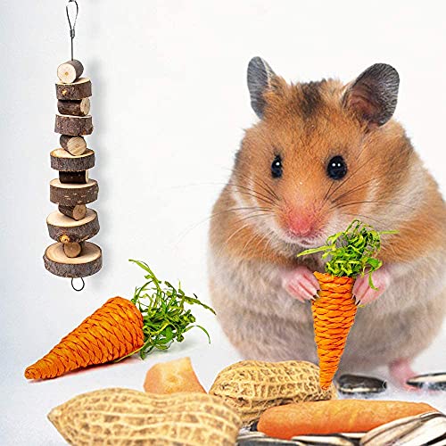 Hamster Chew Toys Set Brinquedos de Madeira Natural para Hamster Brinquedos e Acessórios para Gaiola