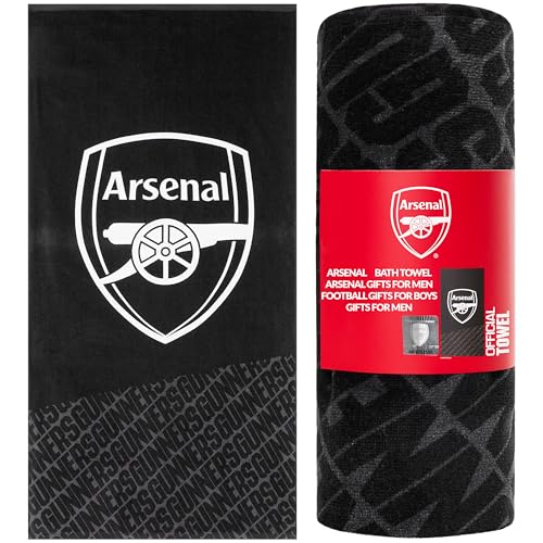 Arsenal F.C. Toalla para hombres, mujeres, adolescentes y niños, 100 % algodón, secado rápido, escudo de fútbol, playa, baño, natación, gimnasio, vacaciones, ducha, baño, equipo de seguidores, 137 x