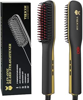 Beard Straightener, Anti-Scald Beard Straightening Comb, Ceramic & Ionic Heated Hair Straightener Brush for Men, Adjustable Temperature LED Display / , Dual Voltage for Travel & Home, New Model