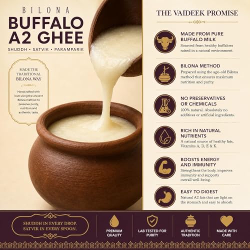 Image of Vaideek Pure Cow Ghee | Bilona Cow Ghee | Made in Earthen Pots (Buffalo Ghee, 1 Litre)