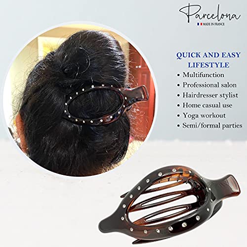 Pinza para cabello Parcelona French Elite con diseño de concha carey y cuerpo de celuloide para volumen y sujeción fuerte sin deslizamiento miniatura 4