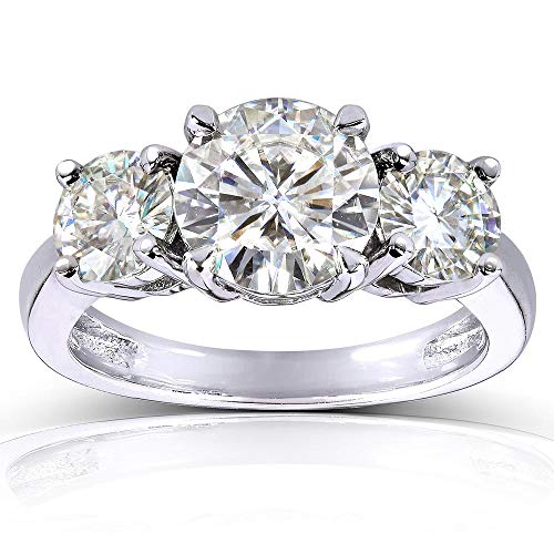 Kobelli Round-cut Moissanite Three-Stone Engagement Ring 2 1/2 CTW 14k White or Yellow Gold2