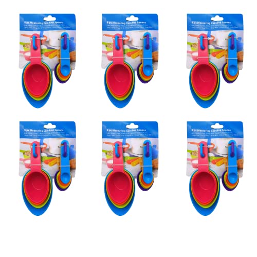 BulkHunt 6 Pack Measuring Cups and Spoons 9 pc Set for Cooking Baking Kitchen
