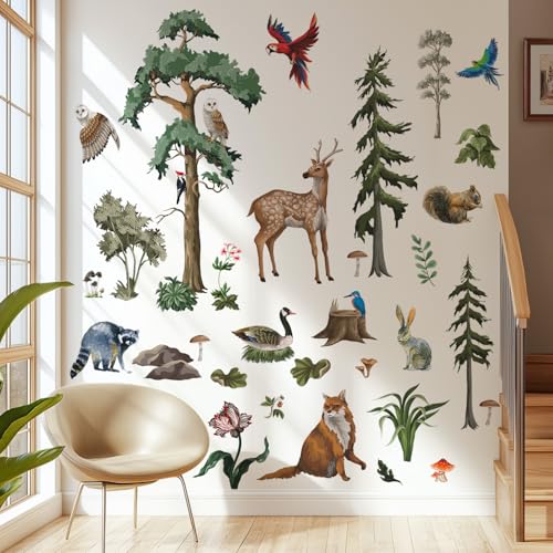 Vinilos adhesivos 3D bosque con animales para pared miniatura 7