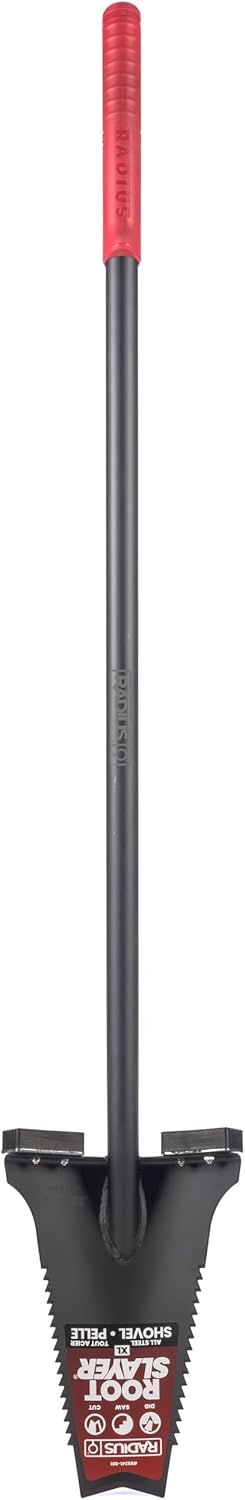 Root Slayer RS241 Heavy Duty All Steel Long Handle Garden Shovel for Digging and Landscaping, Durable Spade, Black