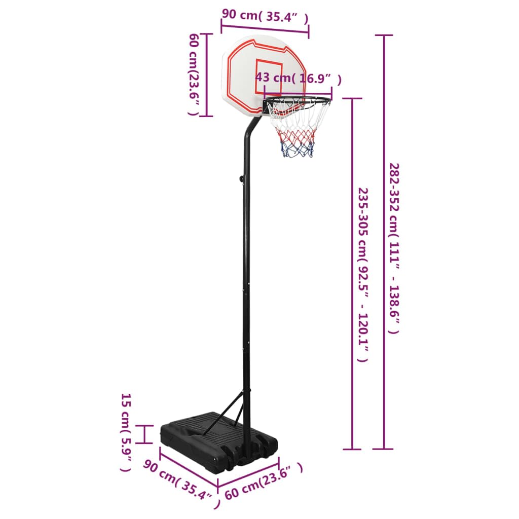 Basketballständer verstellbar 282-352 cm mit Rollen, transportabler Basketballkorb für Garten und Indoor