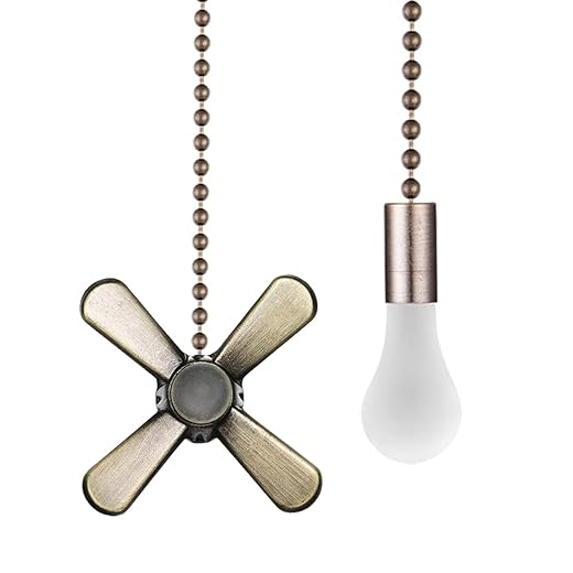 SmoTecQ Ceiling Fan Pull Chain Extender with Decorative Frosted Glass Bulb and Fan Cord, Fit All Standard 3mm Diameter Ceiling Fans and Light Fixtures Factory Pull (Bronze)