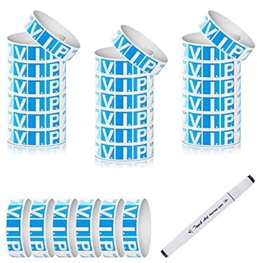 AMAZON - 300 VIP Paper Wristbands for Events Neon Wrist Bands Waterproof Hand Bands, for Party Club Events Lightweight Concert Adhesive Wristbands, Comes with a for Marker Pen