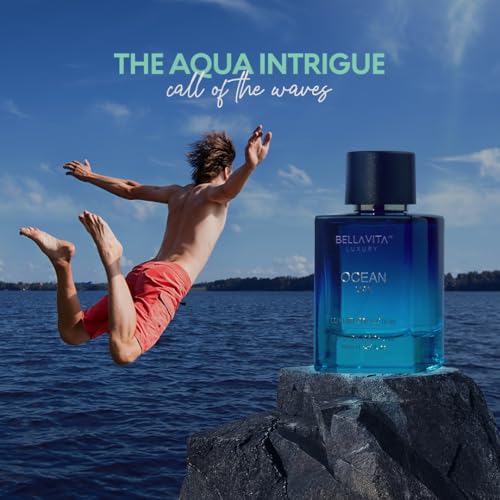 BellaVita Luxury OCEAN Aquatic Eau De Perfume for Men (3.38 fl.oz) | Citrusy Fragrance with Marine, Orchid & Musk | Long-Lasting Fresh & Aqueous Notes | Perfume for Mens Cologne Gifts for Men - Image 4