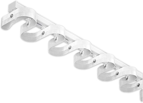 Ceiling Curtain Track Set, Heavy-Duty S-Shaped Wavy Curtain Track Set, Ripplefold Snap Track with Tape Set, Ceiling/Wall Mount for Room Divider, Living Room, BedroomWhite,380cm12.5ft