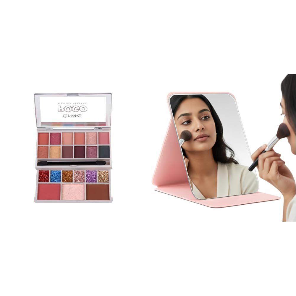 MARS Poco Face Makeup and eyeshadow Palette with Slider Case MARS Foldie-Portable Makeup Mirror with Adjustable Stand-image-25
