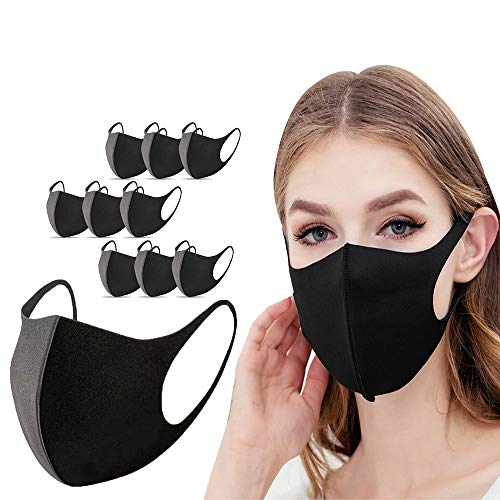 Unisex Facial Care Accessory, Washable and Reusable Breathable Fashion Protective Tool Black (10PCS)