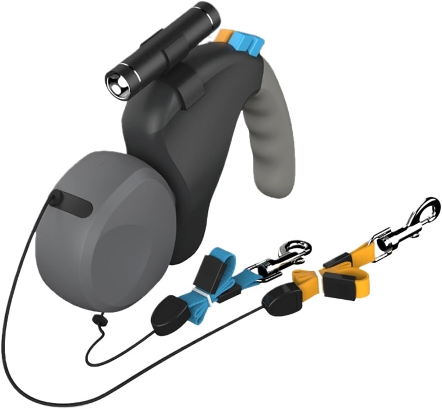 Universal Retractable Adjustable Dual Dog Leash 360 Rotation Traction Rope Belt for 2 Dogs(Gray)