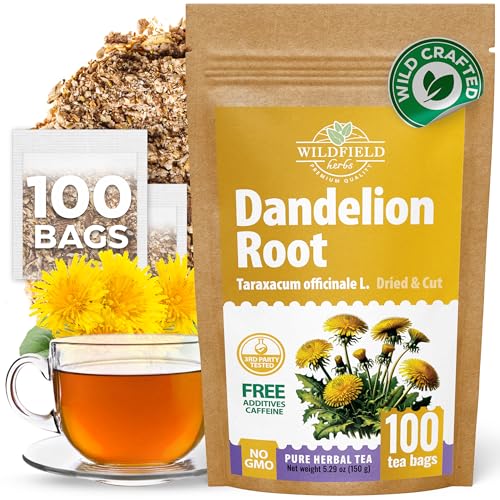Image of 100 Bags Dandelion Root Tea Dandelion Tea Herbal (Taraxacum Officinale) - 100 Count 1.5g Bags Dried Herb Raiz De Diente De Leon