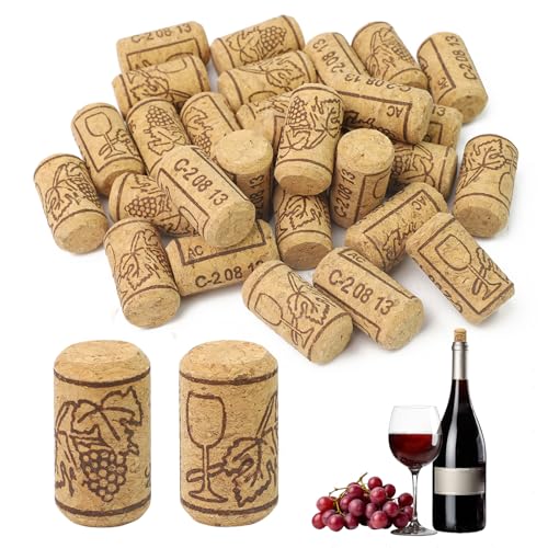 30 Pcs Natural Wine Corks 40×21mm Bottle Corks with Patterns