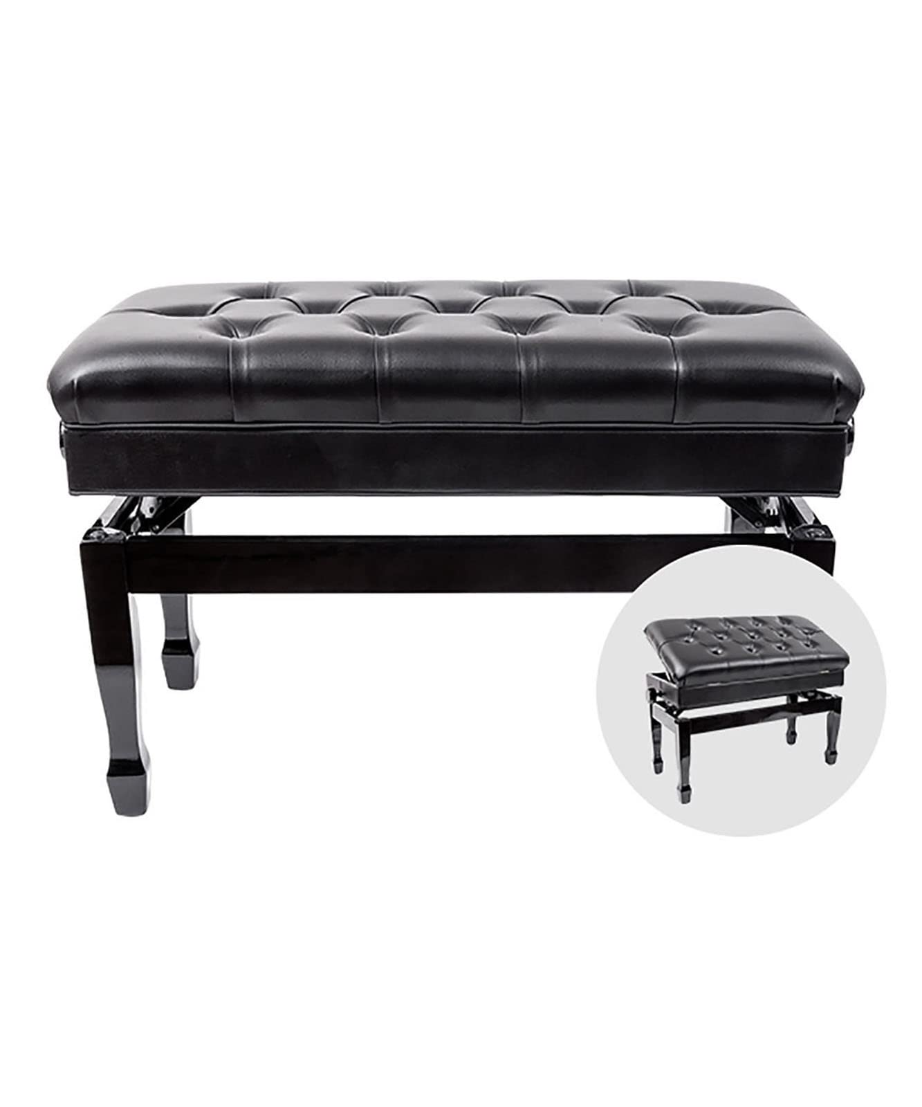 Sgabello regolabile per pianoforte, altezza 10 cm, traspirante, impermeabile, in pelle, 78 x 39 x 48 – 58 cm, ideale per esercitazioni a duetto e tavolo da toeletta