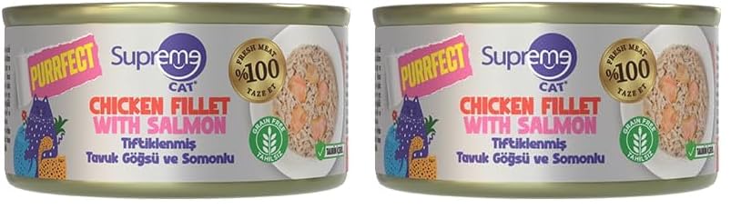 Purrfect Tiftiklenmiş Tavuk Göğsü ve Somonlu Konserve Kedi Maması 70 gr (2 paketi)