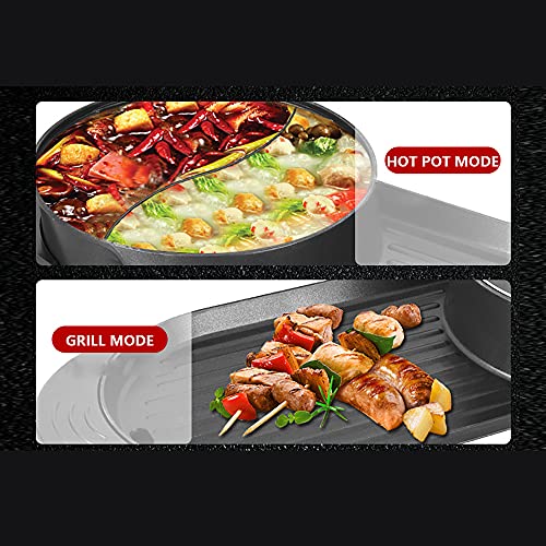 2 In 1 Portable Electric Hot Pot Grill Smokeless,Multifunctional Teppanyaki Hot Pot Grill Barbecue Set Korean Hot Pot Grill Indoor Large Capacity Non-Stick Hot Pot Grill,26.77X10.43X4.92Inch,2200W #TOP3