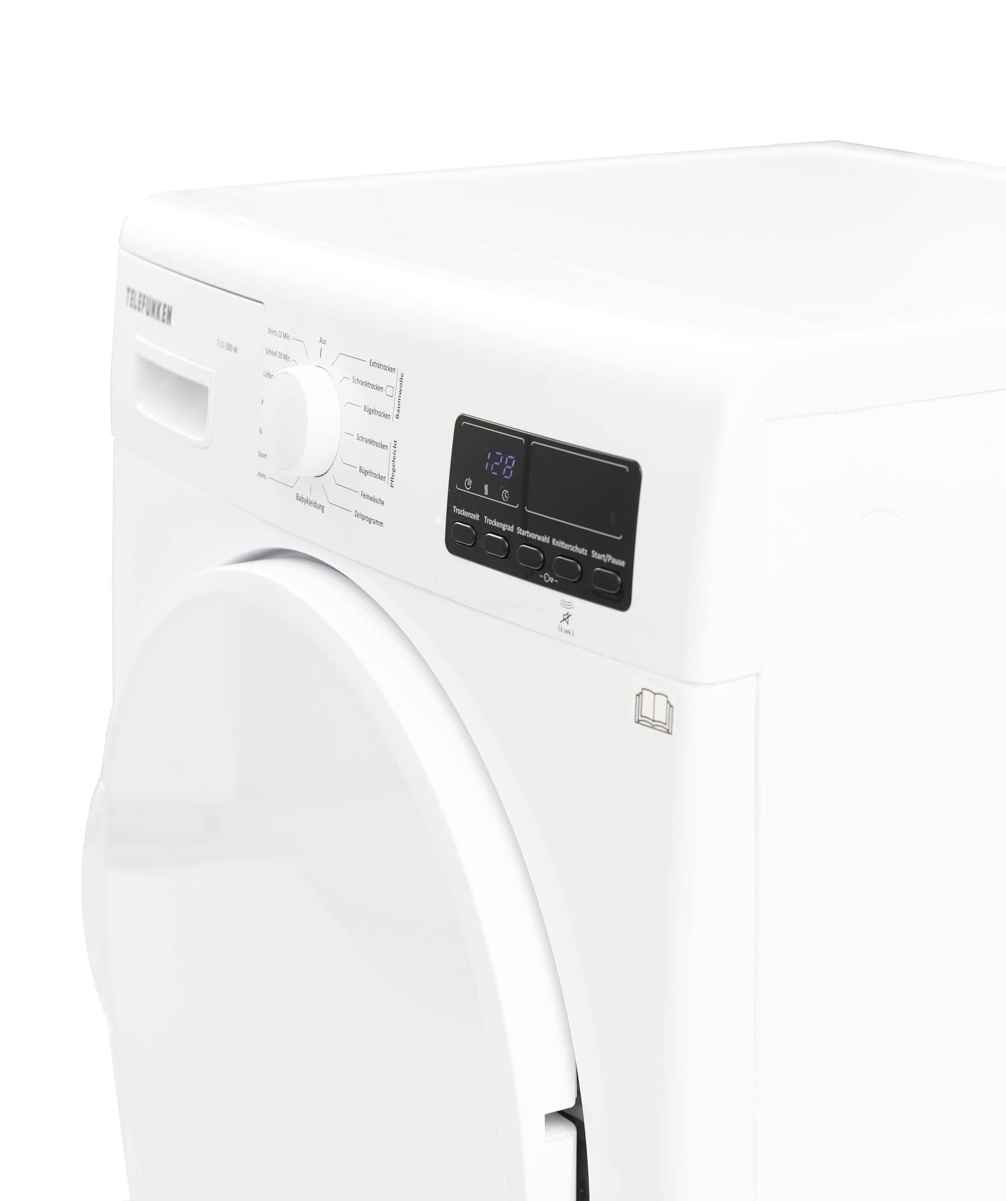Telefunken T-11-300-W Kondenstrockner / 7kg Trockner mit 15 Programmen, Knitterschutz & reversierenden Trommelbewegungen, weiß