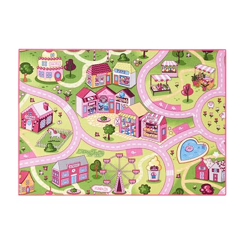 Carpet Studio Teppich Kinderzimmer 95x133cm, Kinderteppich, Spielteppich Straße Mädchen, Teppiche...