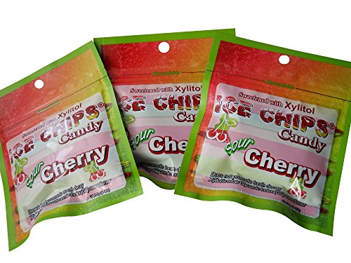 New! Ice Chips Candy in Re-sealable Packet (Sour Cherry, 3-Pack)