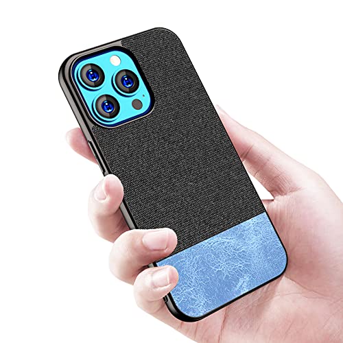 Image of Kapa Soft Fabric & Leather Hybrid Protective Case Cover for Apple iPhone 13 Pro (Black,Blue)