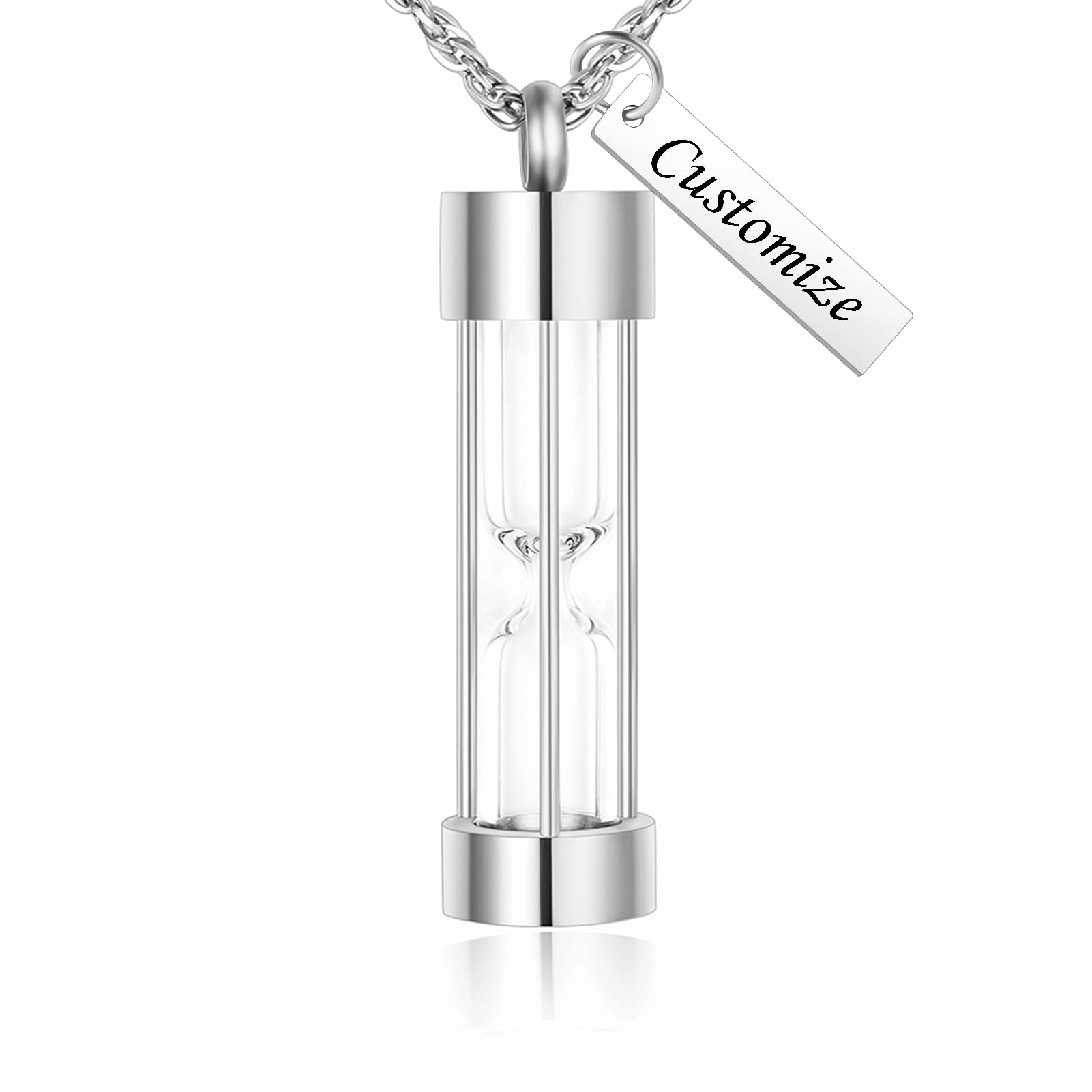 abooxiu Hourglass Urn Necklace for Ashes Cremation Jewelry for Ashes Stainless Steel Memorial Keepsake Ashes Necklace