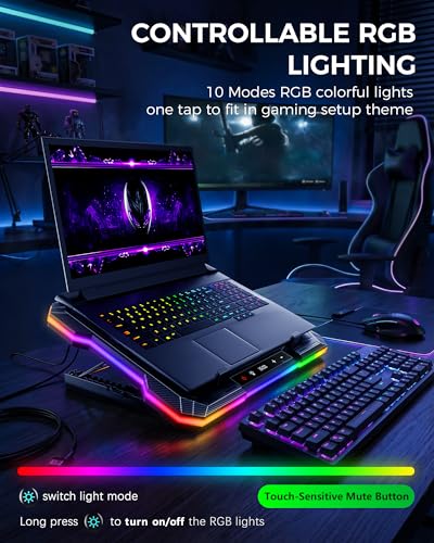 Image of ChillCore 2 Detachable Fans RGB Gaming Laptop Cooling Pad, Rapid Cooling for 15.6-19.3 inch Laptops, Variable Speed Control, 8 Adjustable Heights - K6 RGB