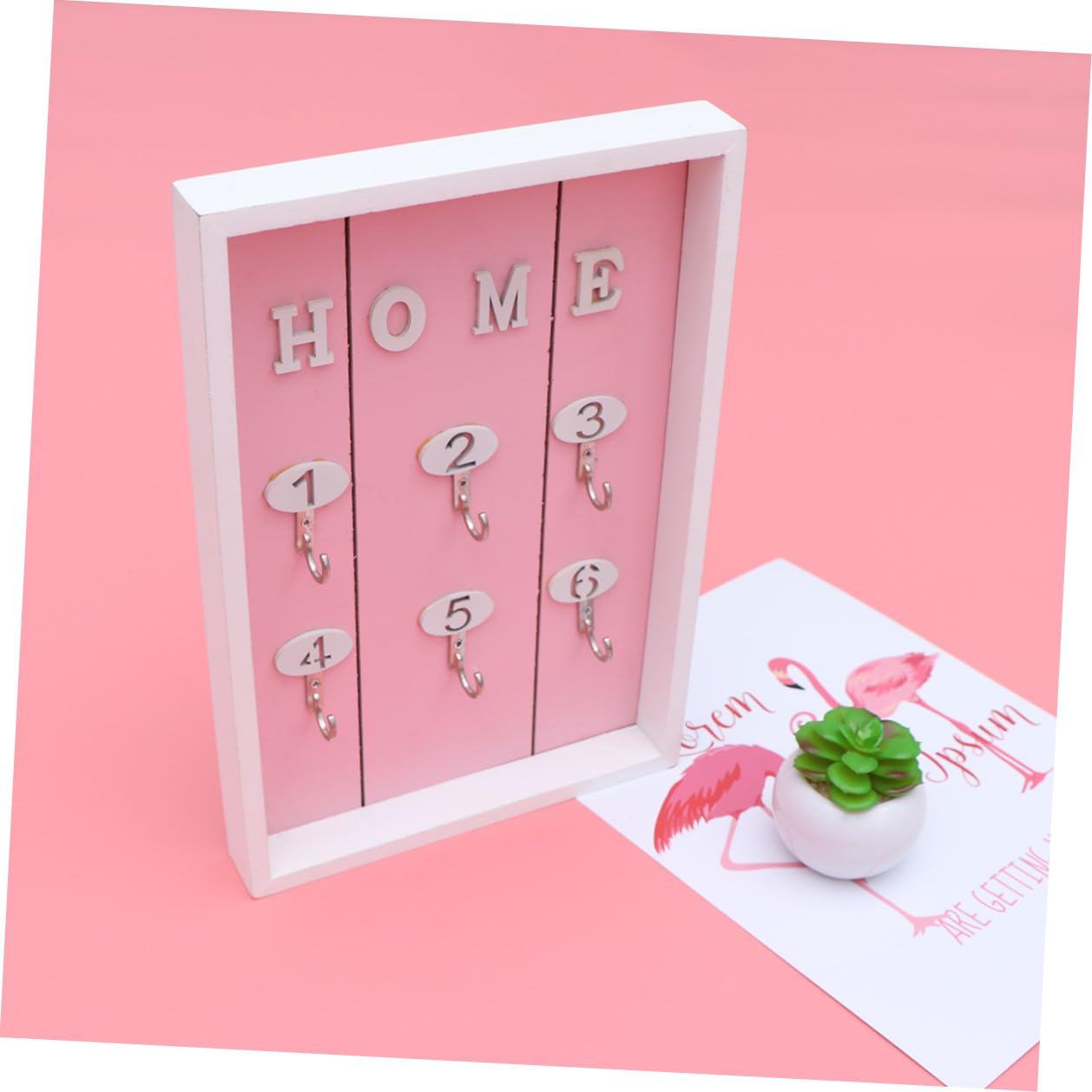 Generico Portachiavi da Muro in Nordico Ganci Organizer Finitura Rosa per Ufficio e Camere da Dormire