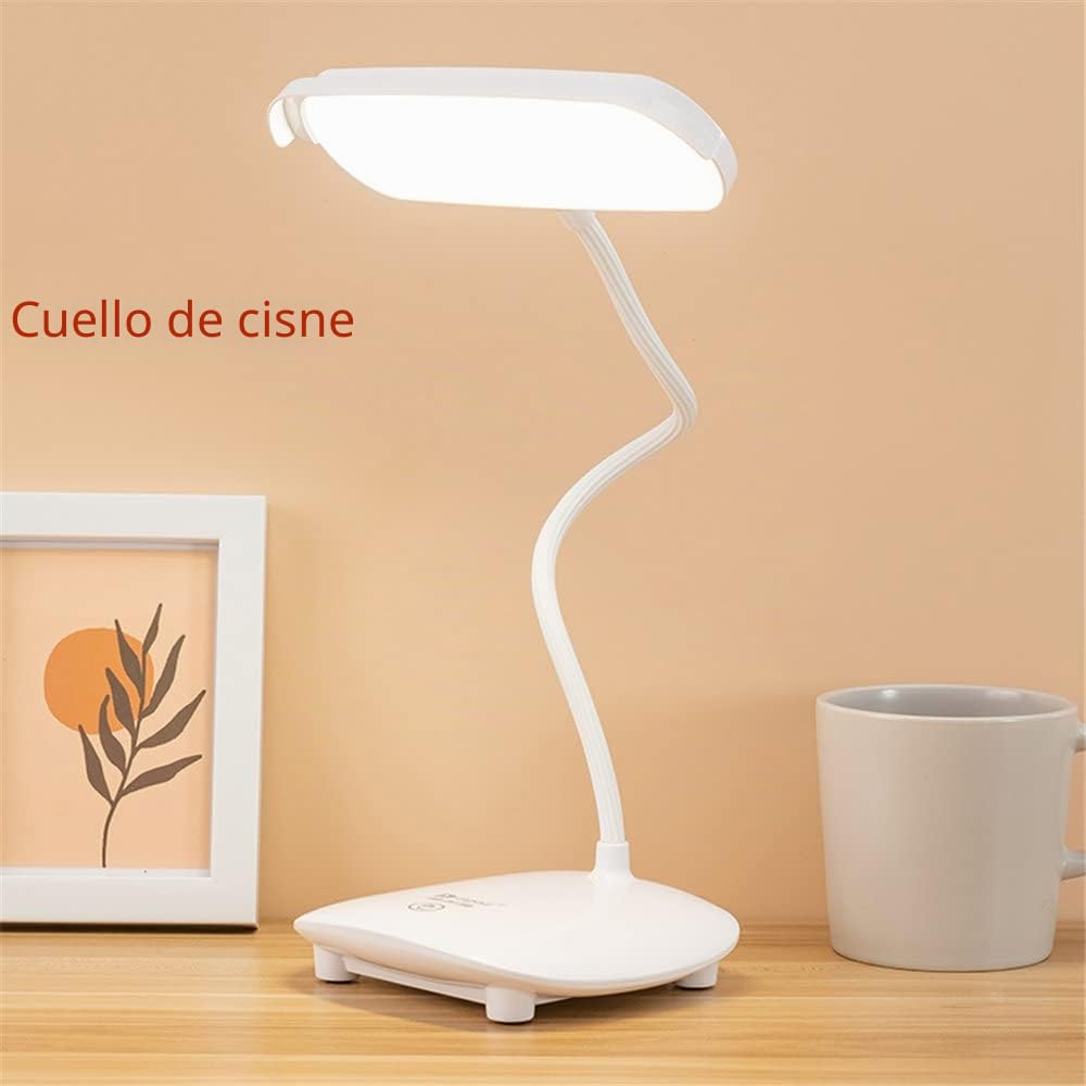 Lámpara de lectura de escritorio LED recargable inalámbrico 2 pilas 3200 mAh, luz de mesa flexible de cuello de cisne, función de memoria, para dormitorio cabecera niños estudio