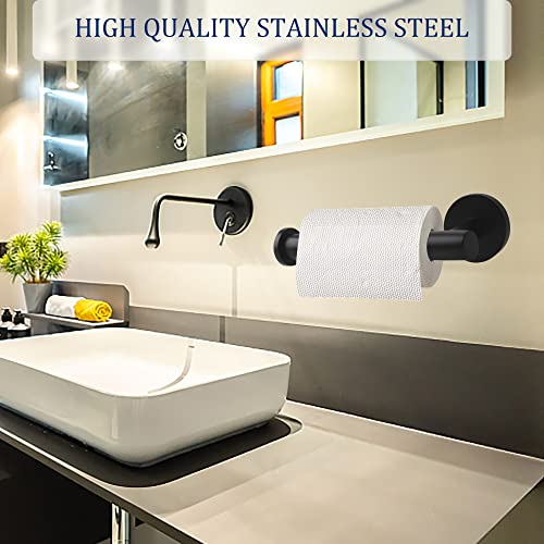 Matte Black Bathroom Hardware Set, Premium Stainless Steel 3-Piece Include 5 Inch Toilet Paper Holders And 2 Towel Robe Holder Hook For Bathroom, Kitchen, Washroom Wall Mount #TOP1