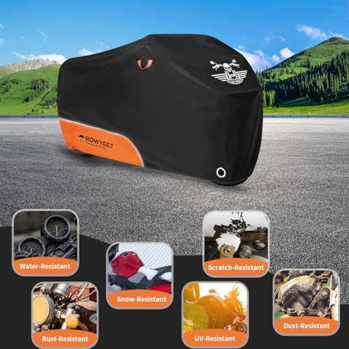 image for ROWYEET Motorcycle Cover Waterproof Outdoor Storage with Lock-Holes, S