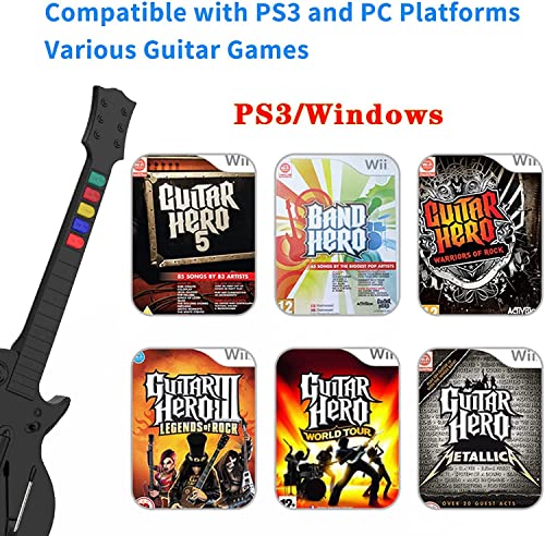 Doyo Guitar Hero Controller For Pc And Ps3, Wireless Guitar For Guitar Hero 3/4/5 And Rock Band 1/2 Games, Guitar Hero Guitar With Strap (5 Keys/Black) #TOP1