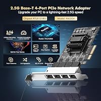 Binardat 4 Ports 2.5G PCIe Netzwerk Adapter, RTL8125B LAN Controller, 2500/1000/100Mbps RJ45 Ethernet NIC Karte, unterstützt PXE für Windows/Linux – Ansicht 2