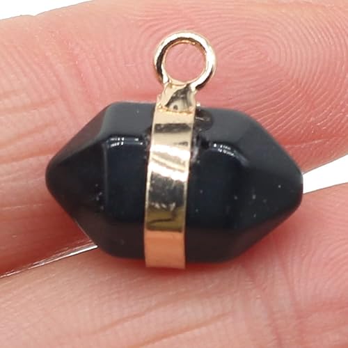 Miniatura 7 de LHJ 7 colgantes de piedra natural de doble punta mezclada de cristal de ágata para hacer joyas, collares, pulseras, Ágata