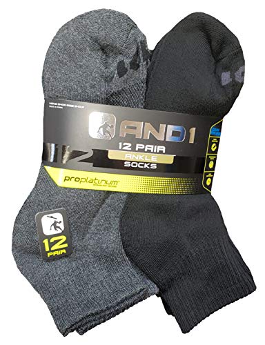 Calcetines tobilleros ProPlatinum de color negro y gris, 12 pares