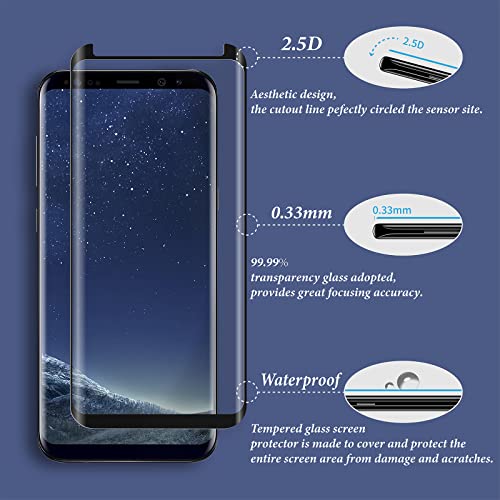 Quesple [2 Pack Galaxy S8 Screen Protector, [Bubble Free] [3D Curved] [Anti Scratch][Hd Clear] Tempered Glass Screen Protector For Samsung Galaxy S8 #TOP1